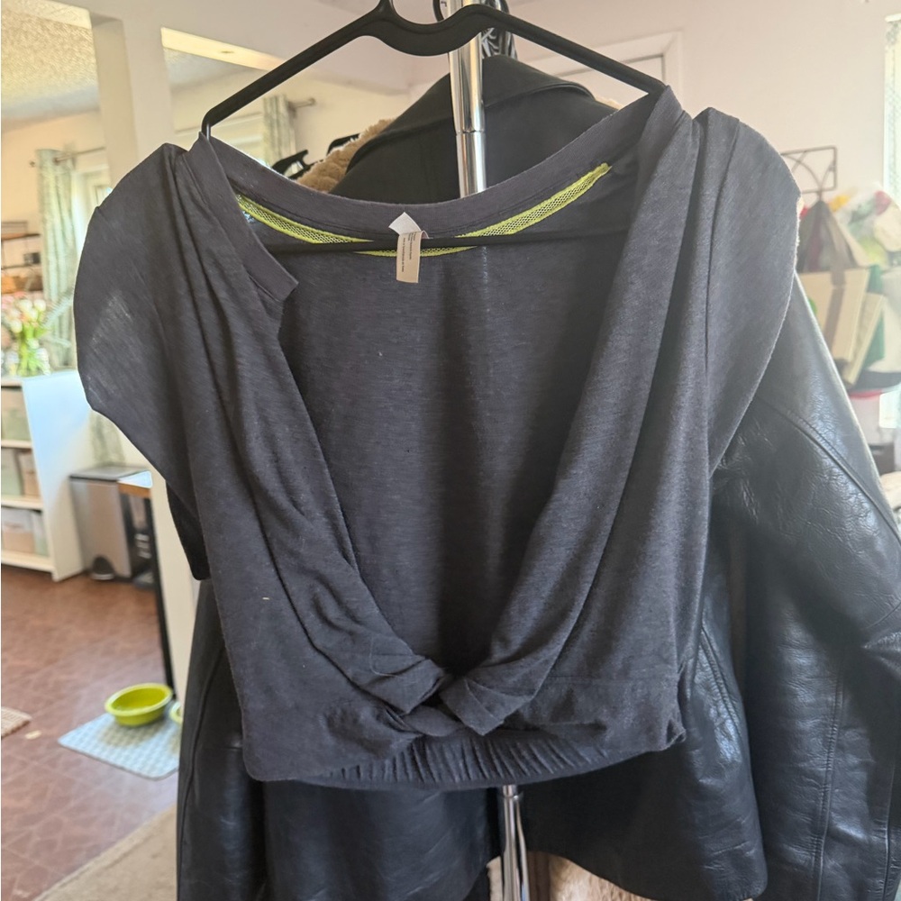 FP Movement by Free People Black Knot-Front Cropped Top